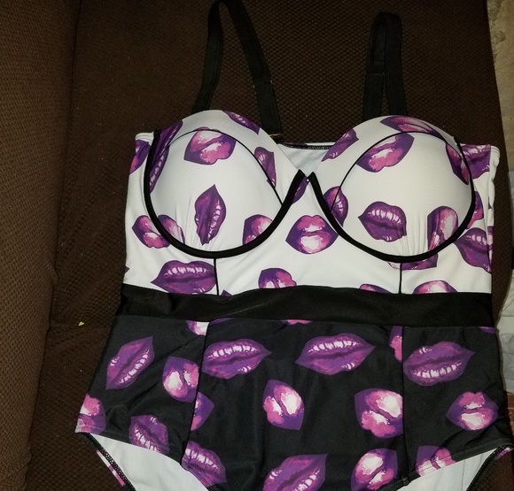 none Other - NWOT ONE PIECE SWIMSUIT PURPLE KISSES XXL